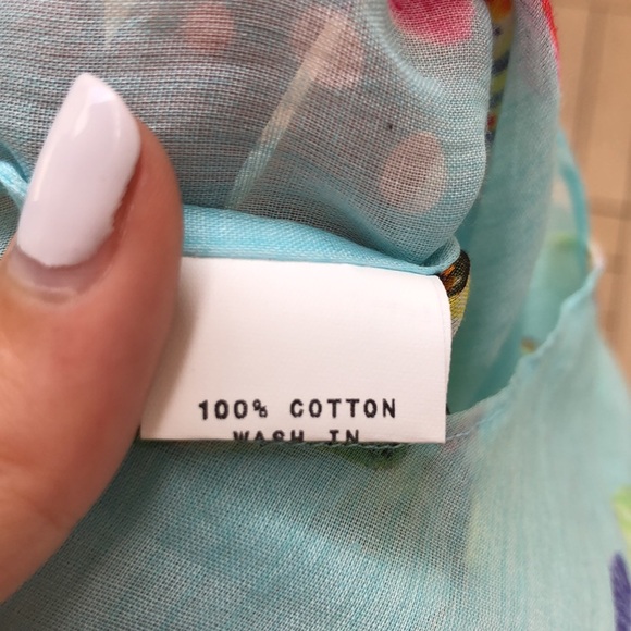 Leggiadro light blue with fishes button down blouse tie at waist - Picture 14 of 14